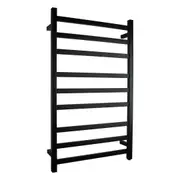 Electric Heated Towel Rack Wall Mounted Towel Rail 9 Bars Square Matte Black