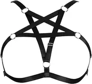 [BBOHSS] Women's Body Harness Plus Size Pentagram Fashion Bra Punk Gothic Top Hollow Belt Halloween Carnival Costume 12 Colors