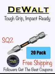 20 Pack DeWalt IMPACT READY 2" TOUGH GRIP Bit Set Square #2 SQ2 Robertson