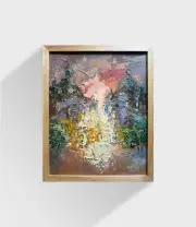 Abstract Oil painting cityscape Ukrainian painter Canvas Framed original art