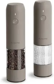 Electric Salt and Pepper Grinder Set, USB Rechargeable, Automatic Greige
