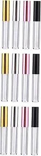 LIFKOME 5ml Lip Gloss Empty Bottles Set 12pcs Plastic Containers Bright Electroplated Caps