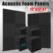 24~96 PACKS 12"X12"X1" Acoustic Foam Panel Wedge Studio Soundproofing Wall Tiles