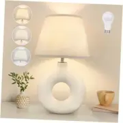 Boho Table Lamp for Living Room Bedroom, 21" Modern Ceramic Bedside Lamps White