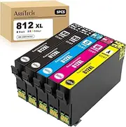 [ARTITECH] 812XL Ink Cartridges Compatible for Epson 812 Ink cartridges Replacement for Epson WF-3820 WF-3825 WF-4830 WF-4835 WF-7830 WF-7840 WF-7845 Printer (5) (2BKCMY)
