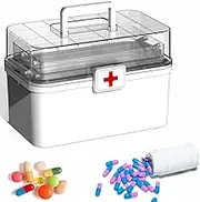 BEANPRECOY Medicine Box 3 Layer First Aids Box Case Portable Medicine Chest First Aids Health Emer-gency Storage Box Large Capacity Medicine Case Organizer with Handle Buckle For Home Camping Travel