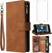 Compatible with Google Pixel 2 Wallet Case Tempered Glass Screen Protector