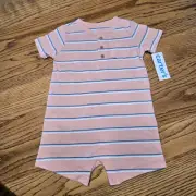 Carter's Baby Boy Pocket Snap-Front Henley Striped Romper Size 9m