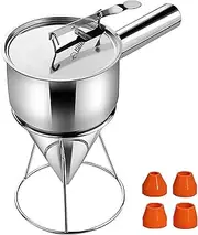 Dynaeuty Pancake Batter Dispenser, 20oz Stainless Steel, with Stand for Pancakes, Cupcakes and Baked Goods