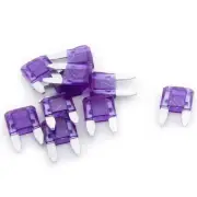 Mini Blade Fuse 3A for Auto, Car, Motorcycle, Purple, Set of 10