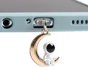 Dust Plug Charm Cute Astronaut Earphone Jack Stopper Cap Pendant Anti Dust Plug Kawaii USB Type-C Plug for iPhone Charge Port