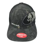 Mossy Oak Stretch Fit L/XL Cap Black Net Camo Ragged Patch Trucker Baseball Hat
