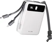 ZLOS 20000mAh 22.5W Mini Power Bank with Built-in Lightning & USB-C Cables, Ultra-Compact Portable Charger with Fast Charging, and Travel-Friendly Design for iPhone, iPad, and More