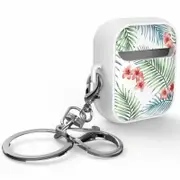 Pouch Me Airpods 1 2 Case Cover Soft TPU Floral Key Chain Option Wireless Charging- Caribbean Red Frangipani