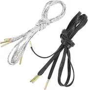 [Healvian] 2 Pairs Decorative Leather Boot Laces Flat Replacement Shoelaces for Oxford Shoes and Boots Patterned Suitable for Men and Women