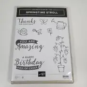 Stampin Up Springtime Stroll 146795 Clear Mount Stamp Set Host Card Paper Craft
