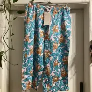 Peter Alexander Womens wide 3/4 leg blue Pyjama Pants Size L NWT