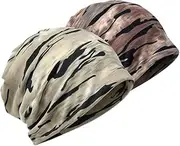 [SAFIGLE] 2pcs Chemo Headwear, Women Beanie Head Scarf Hat Turban Covers Skull Cap Lightweight Sleep Cap