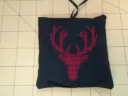 Handcrafted Deer Head Decorative Balsam Filled Pillow Ornament Buffalo Check