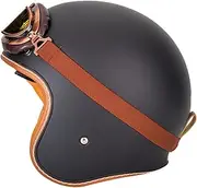 Motorcycle 3/4 Open Face Helmet Men Women Retro Half Helmet with Double Sun Visor Vintage Classic Adult Jet Motorbike Helmet ECE Approved for Scooter Cruiser Moped C, L(59~60 cm)