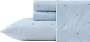 Laura Ashley - Queen Sheets, Cotton Percale Bedding Set, Lightweight & Breathable Home Decor (Turtle Gingham Blue, Queen)