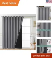 Stylish Grommet Blackout Sliding Door Curtains for Complete Light Control, Grey