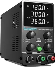 DC Power Supply Variable, 120V 3A Adjustable Switching Regulated DC Bench Power Supply with High Precision 4-Digits LED Display, 5V/2A USB Port, Coarse and Fine Adjustments Jesverty SPS-12003N