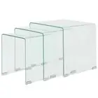vidaXL Three Piece Nesting Table Set Tempered Glass Clear HEE