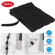 100Pcs Nylon Cable Straps Wire Cord Hook Loop Ties Reusable Fastening Organizer