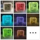 7 Colors Digital Night Light LED Alarm Clock Bedroom Calendar Electronic Clock
