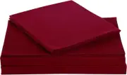 Sheet Set Red Polyester 3-Piece Twin Sheet Set, Solid Color Themed, Adult Bed...
