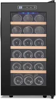 TT-YED 24" Wine Cooler, Cabinet Beverage Refrigerator Mini Wine Cellar, 12°-18° Temperature Control, 18-Bottle Wine Refrigeration Refrigerator with Tempered Glass Door,A