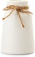GALOURO White Ceramic Vase - Small Decorative Vase for Shelf, Table, Bookshelf, Fireplace Mantle, Office, Centerpieces - Petite Farmhouse Décor