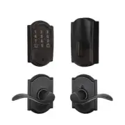 Schlage Encode Smart Wi-Fi Deadbolt with Camelot Lever Bundle, Aged Bronze NEW