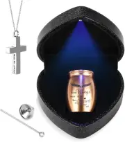 Small Urns for Human Ashes Keepsake with Heart Box, Urn Necklace and Funnel, Pea