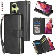 For OnePlus Nord CE 3 Lite Wallet Case 9 Card Zipper Kickstand Flip Leather Case