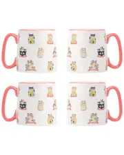10 Strawberry Street Set of 4 Bella Maneki Neko Mugs