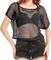 [WILDPARTY] 80s Fancy Dress Fishnet Top for Women, Tank Top, Leg Warmers, Fishnet Gloves, 1980s Costumes Neon Off Shoulder Fishnet T-Shirt Accessories Retro Theme Party Cosplay