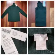 NWT $65.50 CHICO'S Turtleneck Pullover Sweater Aurora Green COOLMAX TECH 4, XXL