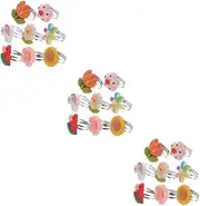 [Baluue] Adjustable Rings Decorative Flower Watermelon Rainbow Finger Rings for Daily Wear Parties and