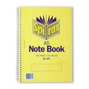 5x Spirax 571 A5 Notbook 300 Page 7mm Ruled School Spiral Side Opening Learning