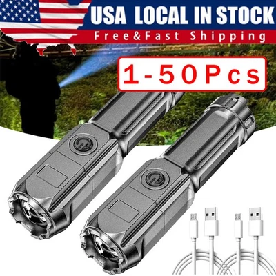Rechargeable 990000LM LED Flashlight Tactical Police Super Bright Torch Zoomable