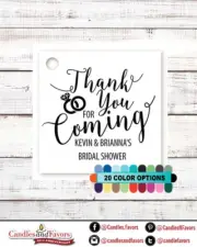 Thank you for coming! Bridal Shower Personalized Square Favor Two Inch Tags