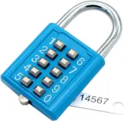 MIONI 10 Position Button Combination Padlock, 5 Position Locking Mechanism, Blue