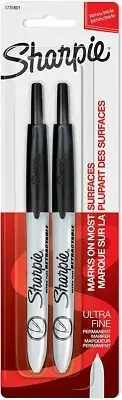 Sharpie Retractable Permanent Markers, Ultra Fine Point, Black, 2 Count, 1735801