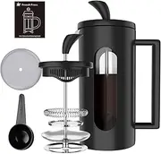 1-2 Cups French Press Coffee Maker Cafetiere - 350ML - 4 Level Filtration System, Heat Resistant Borosilicate Glass with Stainless Steel Filter, 12 oz/350 ML