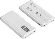 10000mAh Portable Charger - Fast Charging Power Bank with 4-Line Fast Charging Power Supply, Flashlight Lighting, LED Battery Indicator, Outdoor Emergency Backup Battery Pack,White