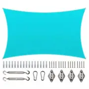 COLOURTREE Shade Sail 14'X8' 190 Gsm Rectangle Hdpe Sun Screen Turquoise W/ Kit