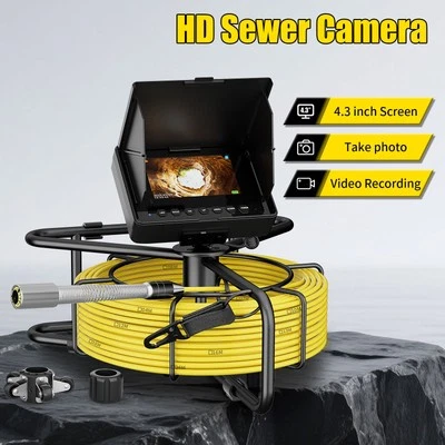 30M Sewer Pipe Inspection Video Camera Drain Industrial Endoscope 4.3'' Monitor