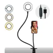 LS ProLighting Clip on Selfie Ring Light Stand with Phone Holder, Flexible Ar...